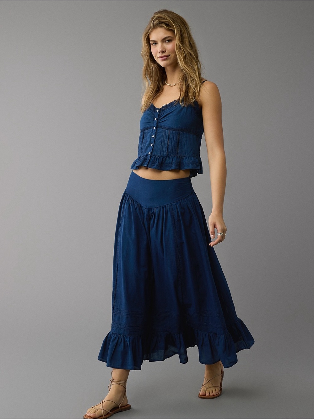 AE - High Waist Ruffle Maxi Skirt - Picture 2 of 15